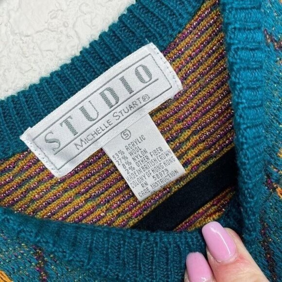 VINTAGE Michelle Stuart Wool Blend Sweater Size Small Granny Grandma Grannycore - Picture 8 of 9